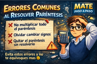 Ecuaciones con paéntesis errores para evitar:
1. olvidar cambiar el signo.
2. eliminar el paréntesis sin resolver las variables que están dentro.