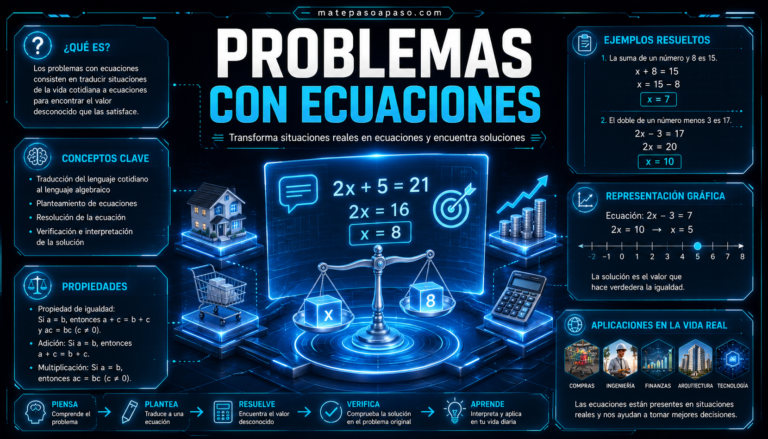 Problemas con ecuaciones, con una ecuación holográfica, balanza matemática, ejemplos resueltos y aplicaciones en compras, finanzas, ingeniería y tecnología.