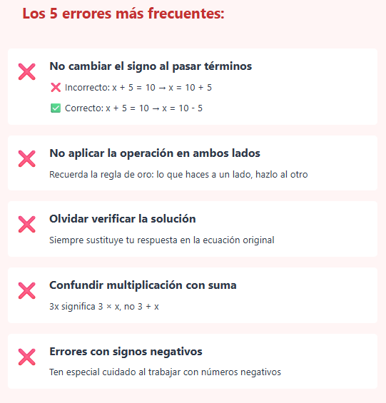 Ecuación de primer grado: errores comunes al resolver, ¡Aprende fácil!