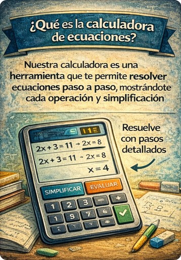 La calculadora de ecuaciones, es una herramienmta que permite resolver ecuaciones, de manera rápida y sencilla.