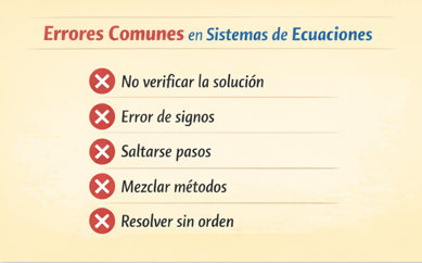 Errores comunes al resolver un sistema 2x2.