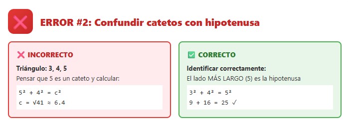 La Hipotenusa, siempre es el lado más largo.