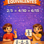 Infografía fracciones equivalentes con 15 ejercicios resueltos paso a paso para aprender producto cruzado