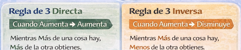 regla de tres simple: directa e inversa, recordatorio.