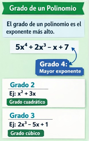 Polinomios: cómo identificar el grado de un polinomio con ejemplos de grado 2 y grado 3