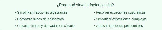 Factorización: imagen oinformativa de los usos de la factorización