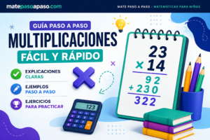 Aprender multiplicaciones paso a paso: ejemplos resueltos, ejercicios y métodos fáciles para niños.