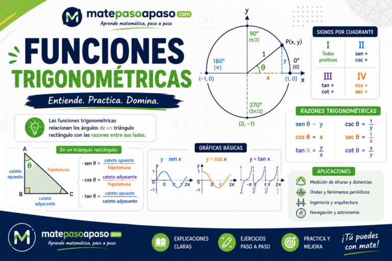 Funciones trigonométricas que presenta el círculo unitario, las razones seno, coseno y tangente, gráficas trigonométricas y aplicaciones reales
